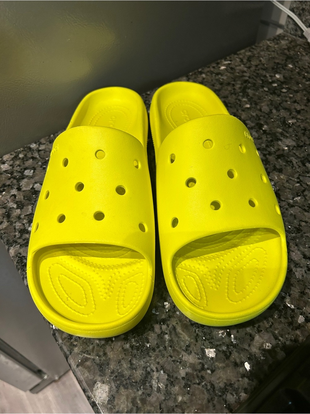CROCS Men  Neon Yellow Slide Sandals
